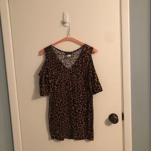 leopard print over the shoulder top